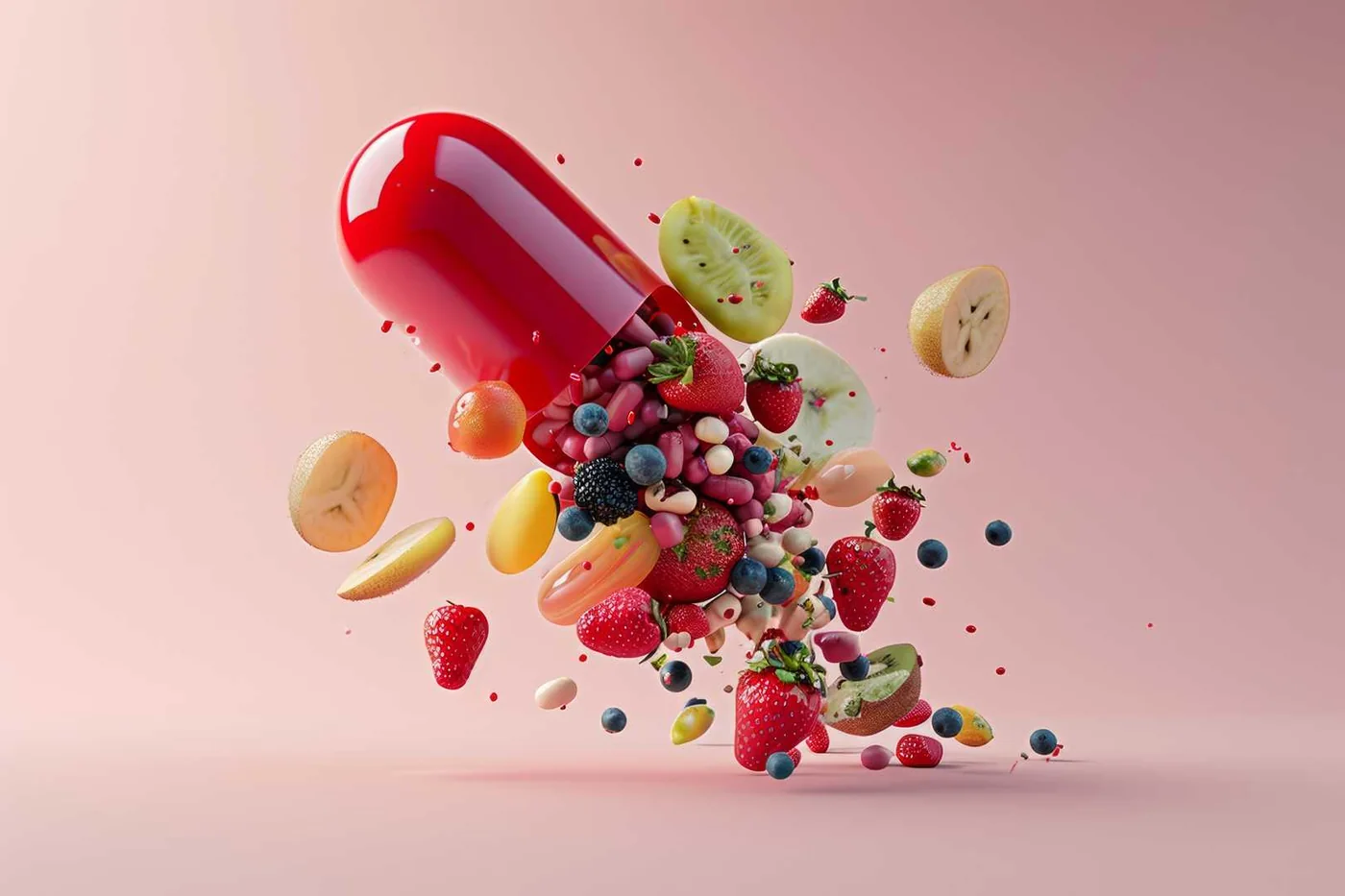 Nutraceutical supplements and fruit imagery